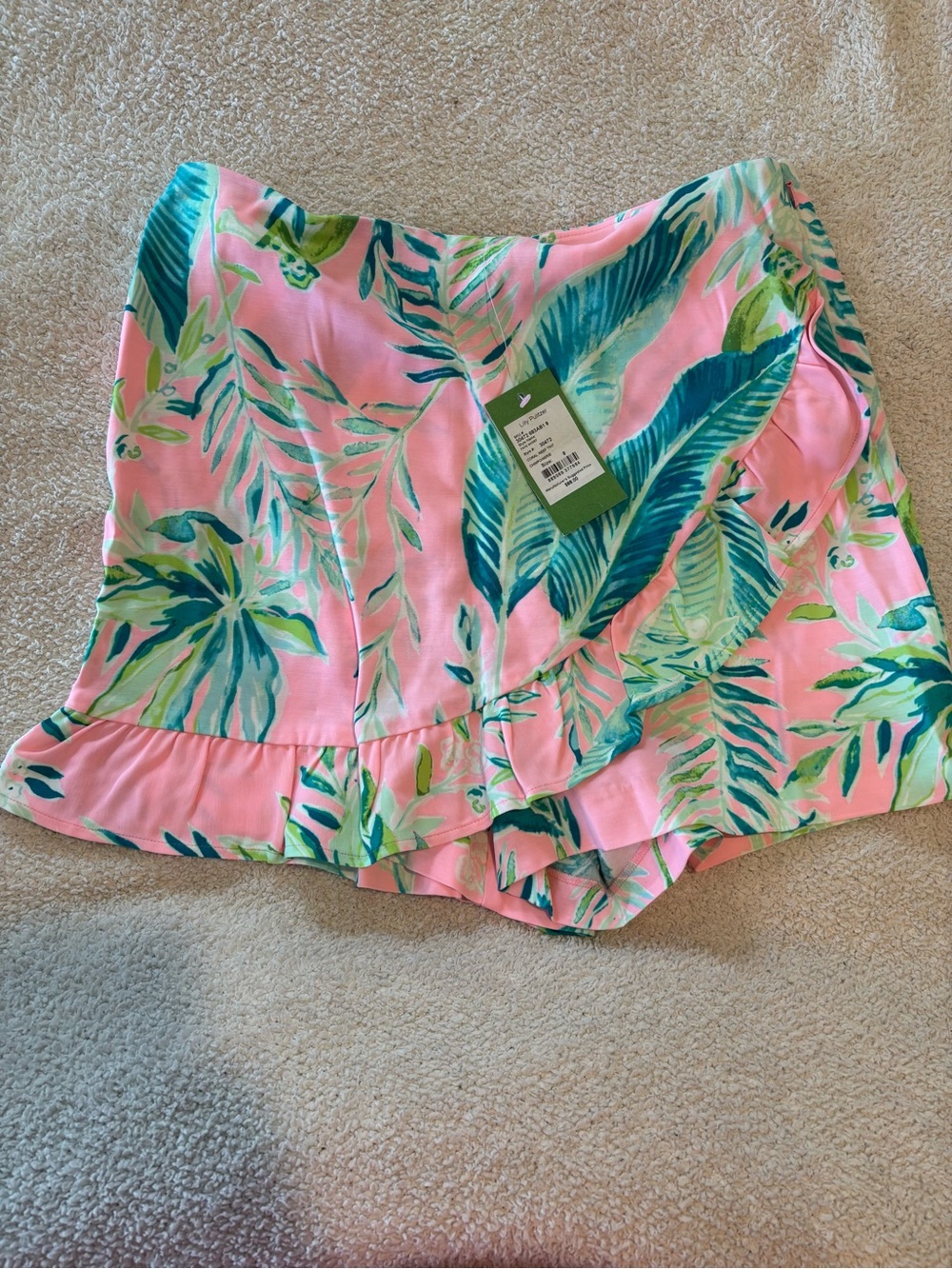 Lilly Pulitzer Pink and Teal Tropical Leaf Skirt